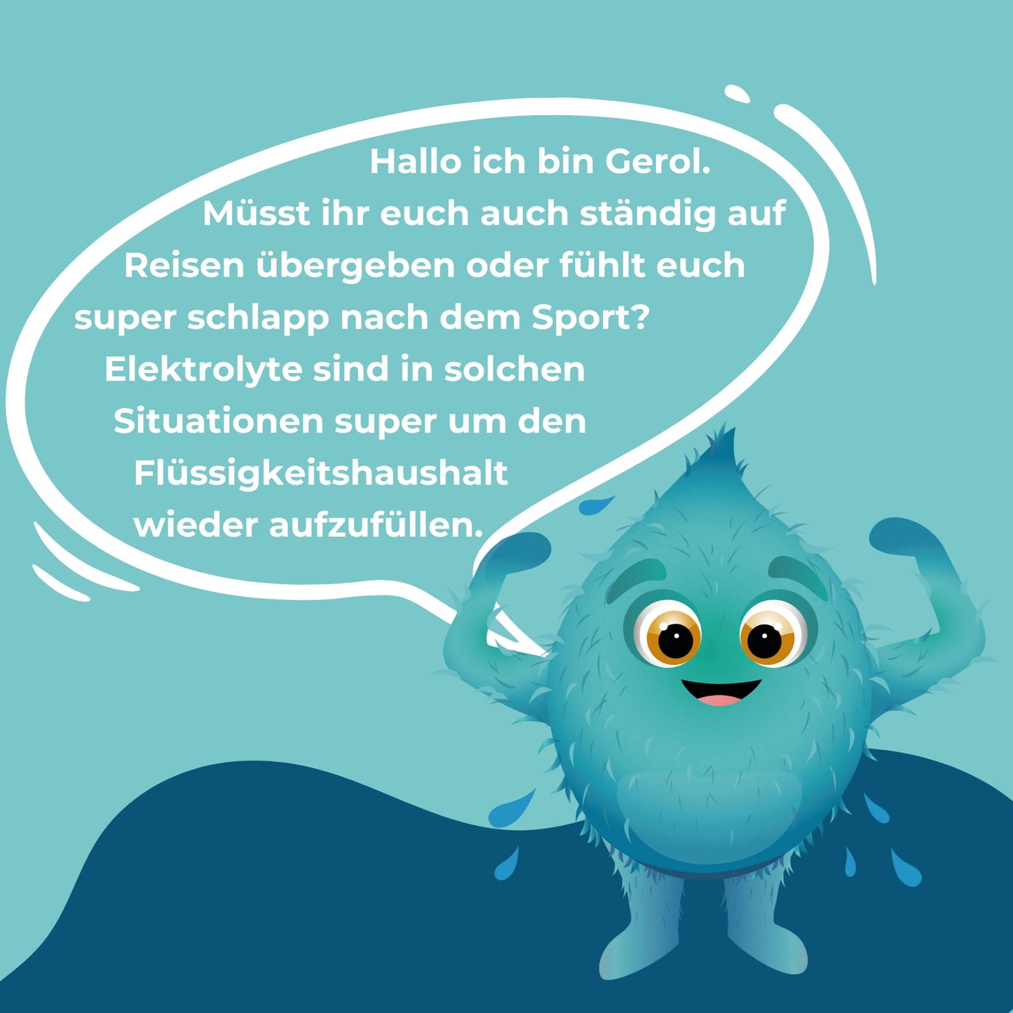 Das Monster Gerol mit zwei Sprechblasen