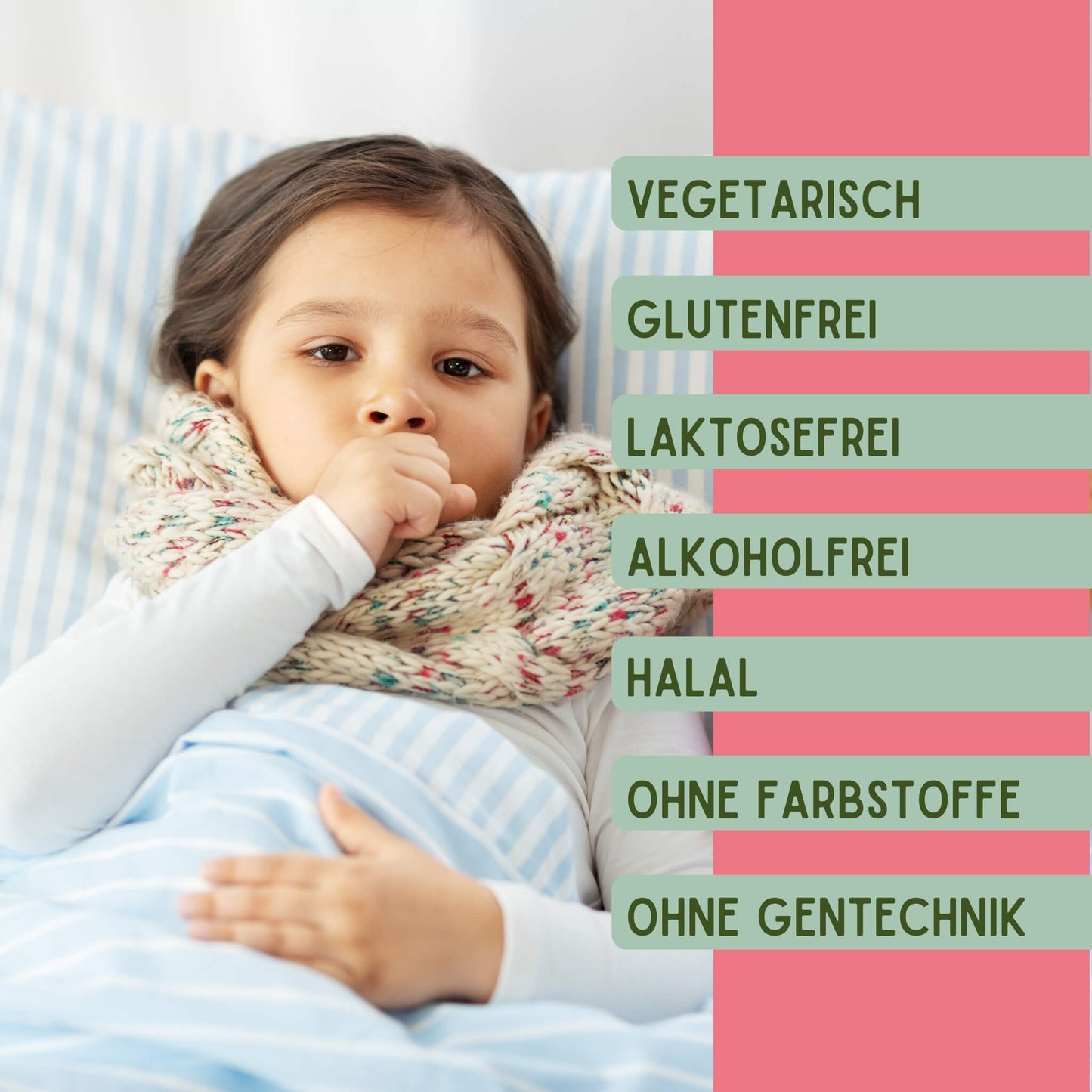 Eigenschaften des Mirakelix Sirup wie Vegetarisch, Glutenfrei, Laktosefrei, alkoholfrei, halal, ohne Farbstoffe und ohne Gentechnik