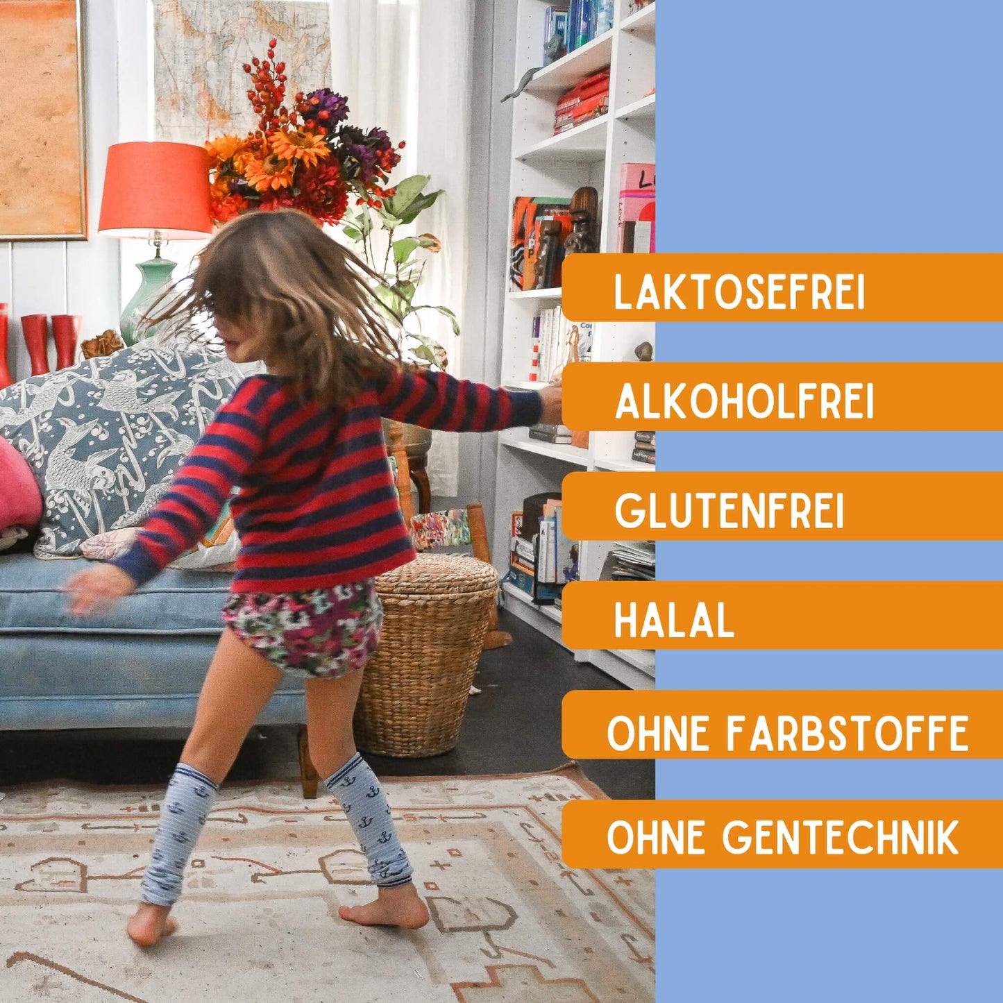 Wild Child ist laktosefrei, alkoholfrei, glutenfrei, halal, ohne Farbstoffe und ohne Gentechnik