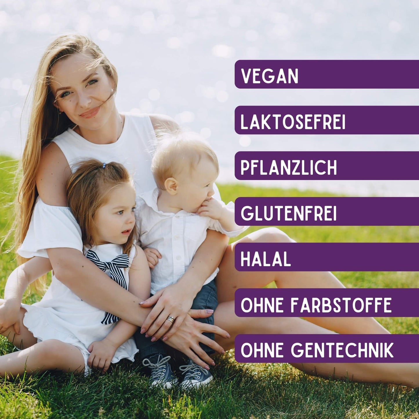 Erläuterung der Ernährungsformen, das Produkt ist auch für Veganer geeignet