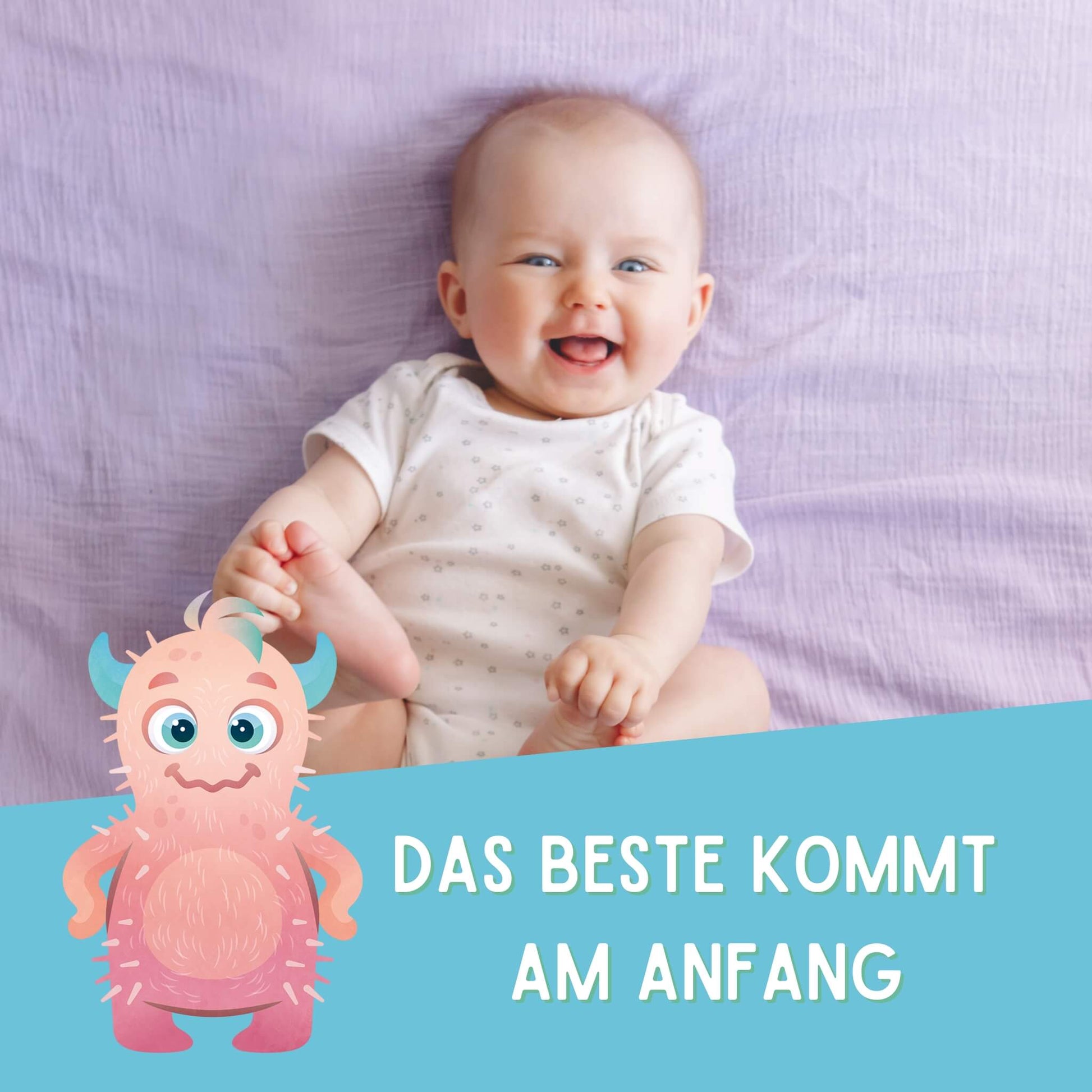 BabyBiotik Tropfen vor fröhlichem Baby