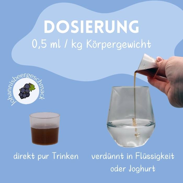 Dosierbecher gefüllt mit dem Chilly Milly Sirup  oder verdünnt in Flüssigkeit oder Joghurt