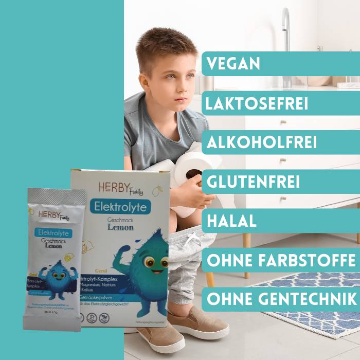 Vorteile der Herby Family Elektrolyte: vegan, laktosefrei, ohne Alkohole und glutenfrei