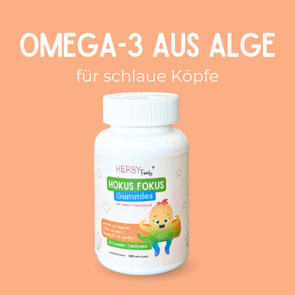 Hokus Fokus Gummies Omega-3 aus Algenöl für Kinder, vegane Alternative zu Fischöl Kapseln für schlaue Köpfe