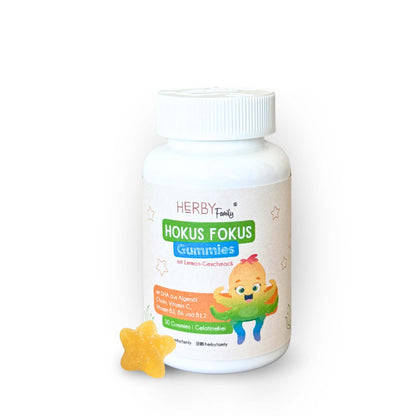 HERBY Family Hokus Fokus Gummies mit Lemon-Geschmack, DHA Kinder Gummies aus Algenöl, gelatinefrei und vegan