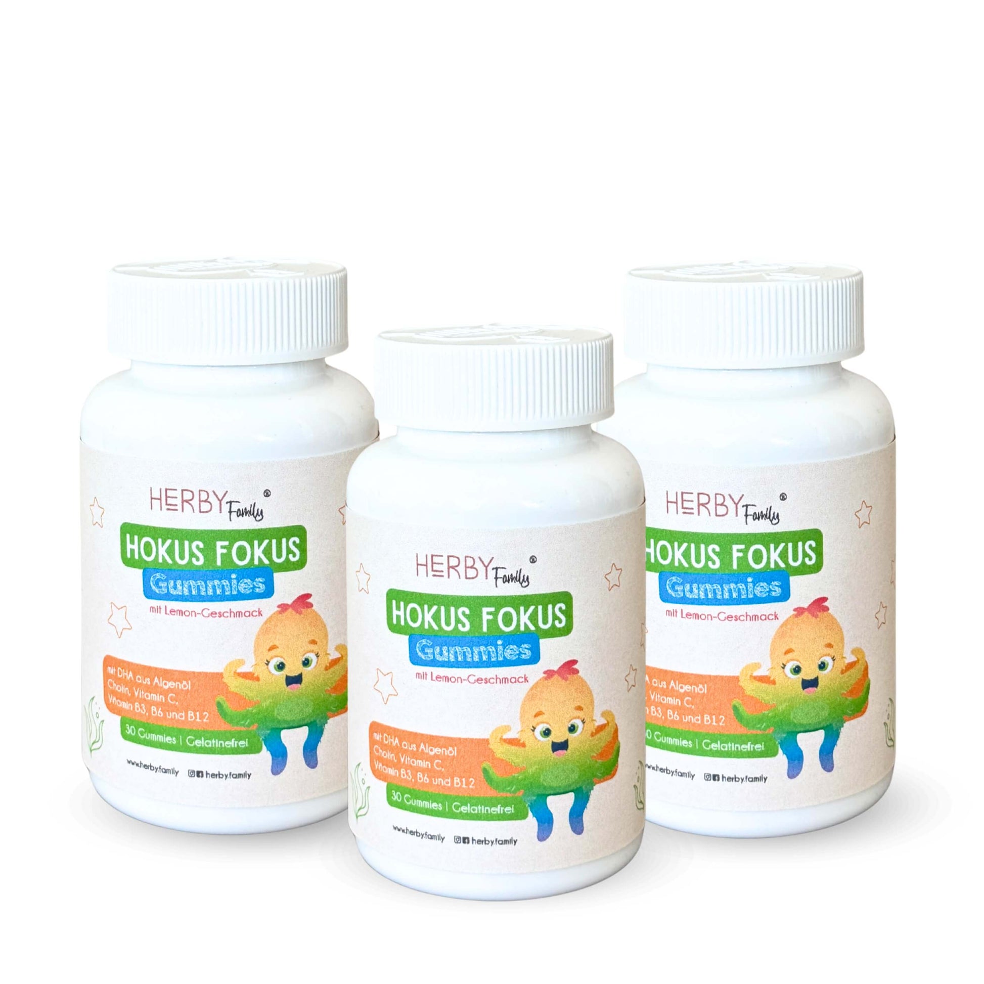 Dreierbundle für Gummibärchen mit Omega 3, Cholin und Vitaminen für Kinder