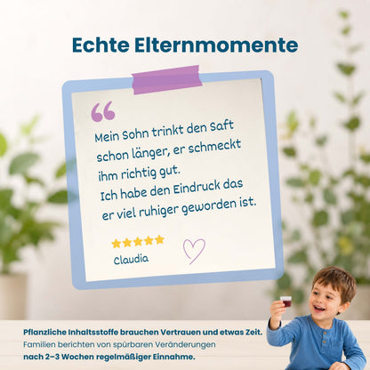 Kundenstimme einer Mutter zu Chilly Milly Kindersaft, fünf Sterne Bewertung