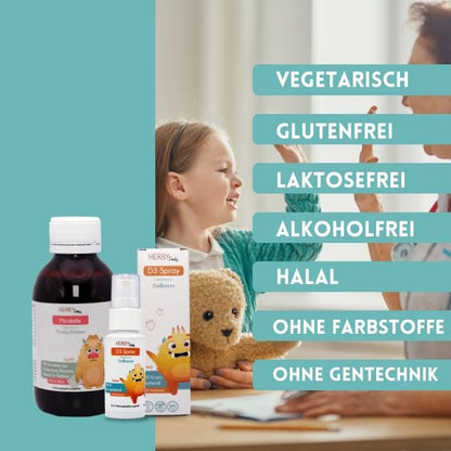 Das Immun Duo Aktiv ist vegetarisch, glutenfrei, laktosefrei, alkoholfrei, halal, ohne Farbstoffe, ohne Gentechnik