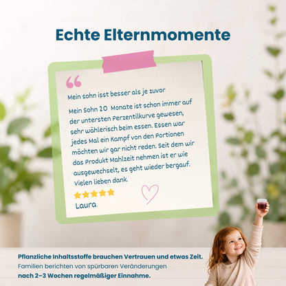 Echte Kundenbewertung einer Mutter zu den Erfahrungen mit Mahlzeit!