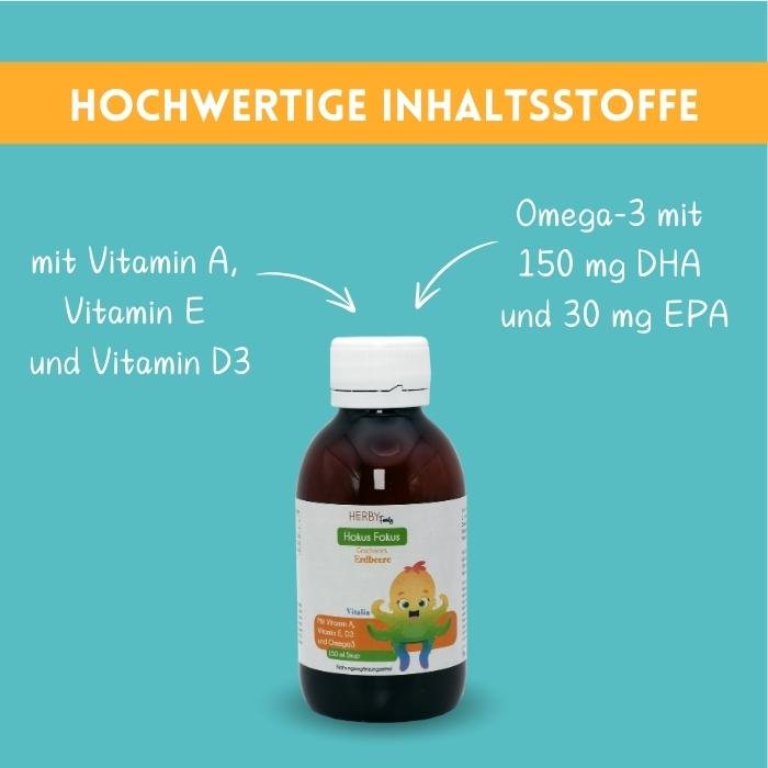 Hokus Fokus enthält wichtige Omega-3-Fettsäuren und die vitamine A,D und E