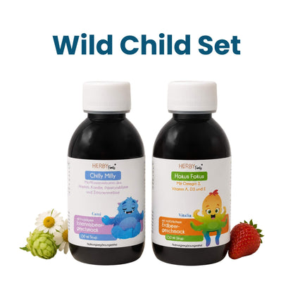 HERBY Family Wild Child Set mit Hokus Fokus und Chilly Milly Sirup, Nahrungsergänzungsmittel für Kinder
