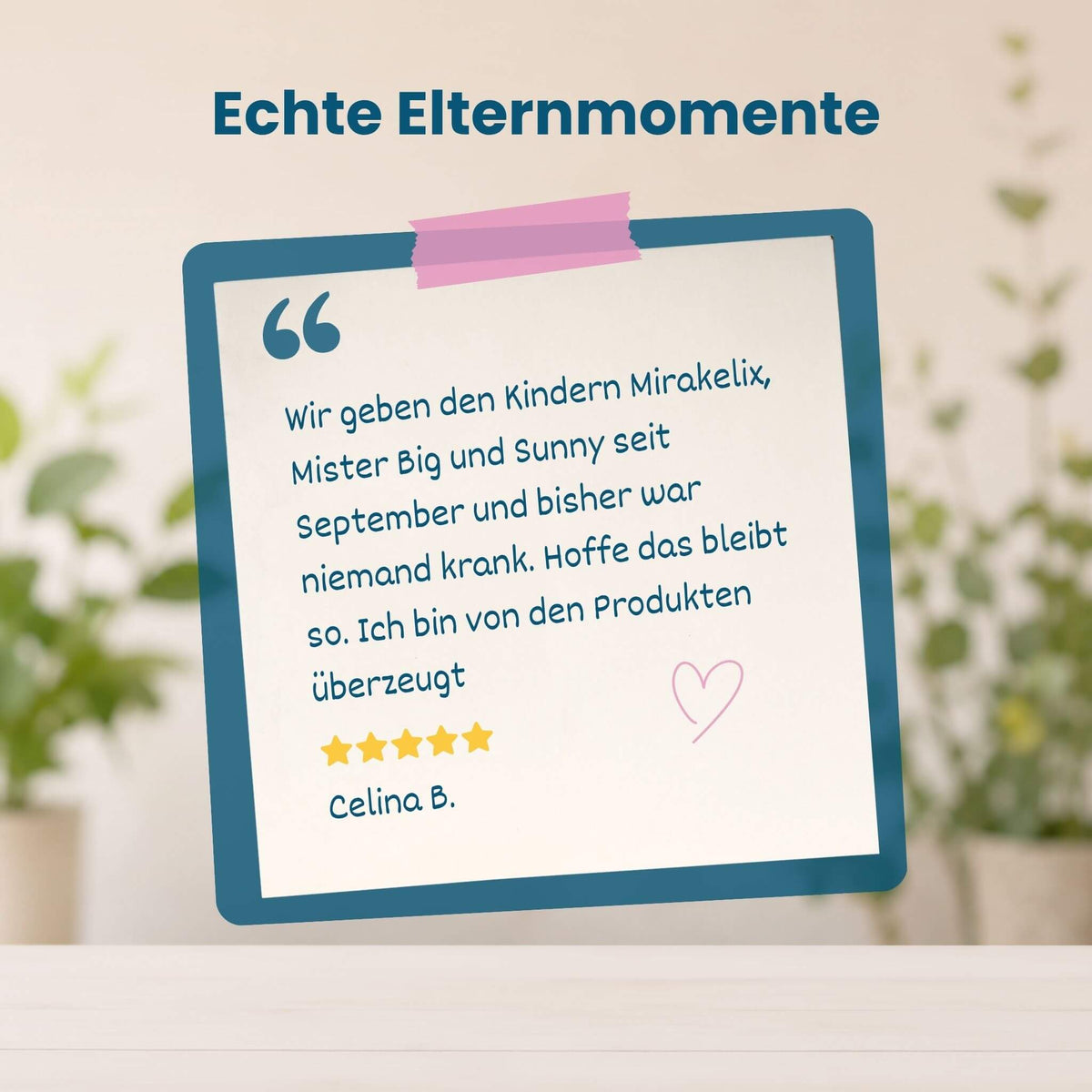 Handschriftliche Kundenbewertung zum Winter Fit Set von HERBY Family mit 5-Sterne-Bewertung